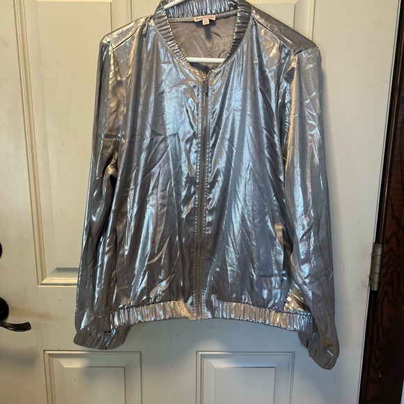 Vintage Juicy Couture Metallic Silver Bomber Jacket Size XL EUC - Picture 1 of 10